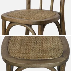 Set 2 sedie vintage in legno e rattan
