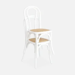 Set 2 sedie vintage in legno e rattan