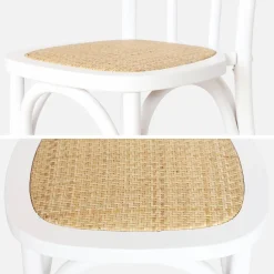 Set 2 sedie vintage in legno e rattan