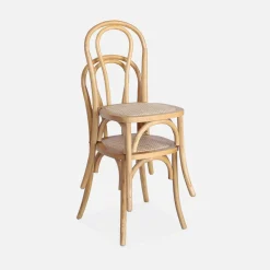 Set 2 sedie vintage in legno e rattan
