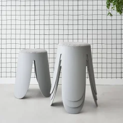 Set 4 sgabelli impilabili in bouclé