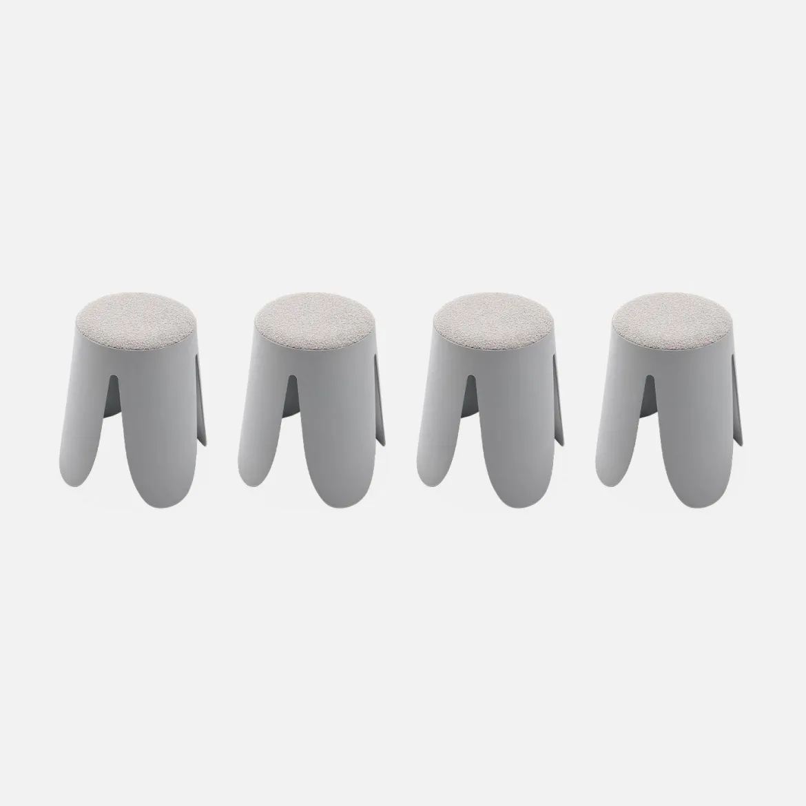 Set 4 sgabelli impilabili in bouclé