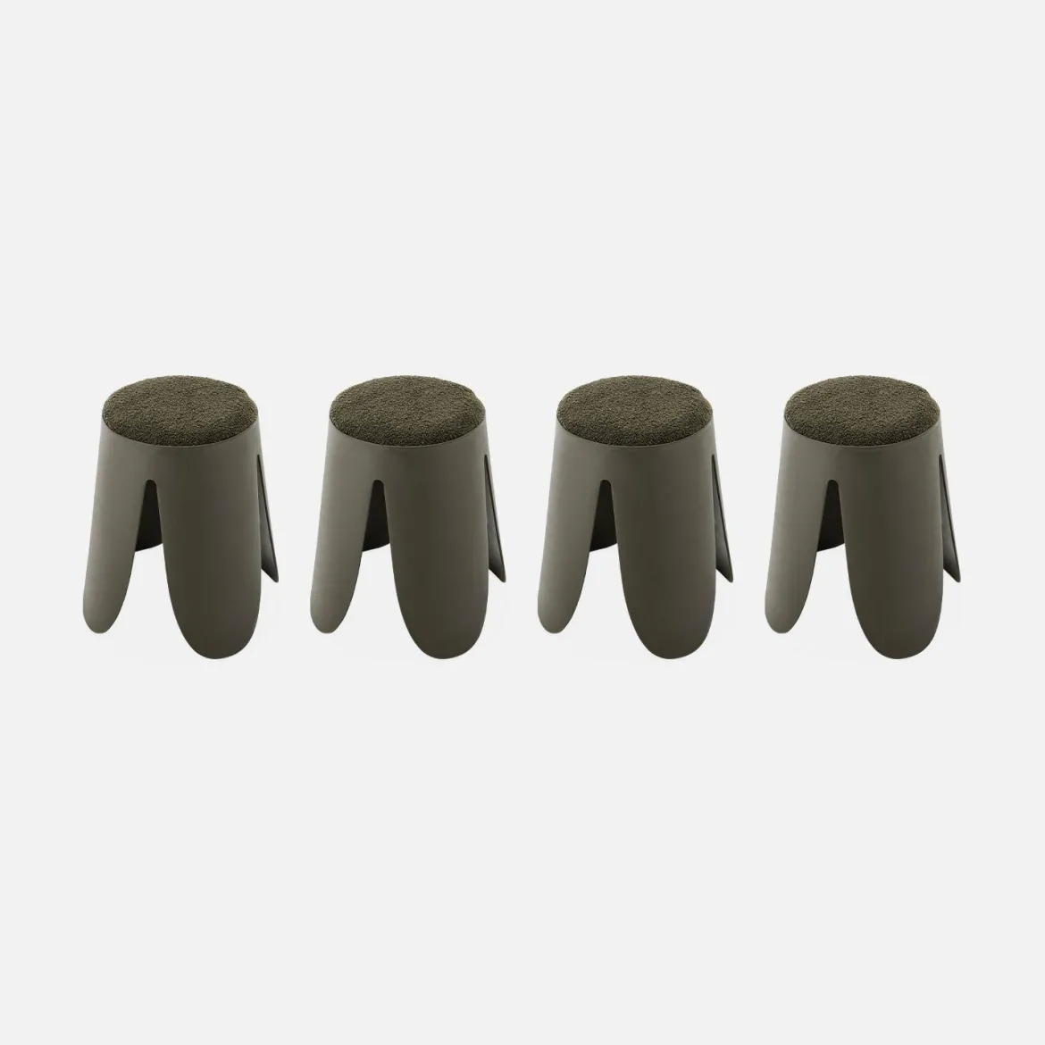 Set 4 sgabelli impilabili in bouclé