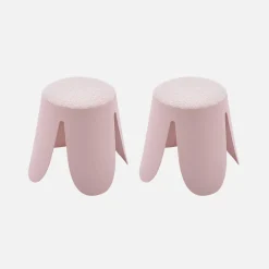 Set 2 sgabelli impilabili per bambini in bouclé testurizzato