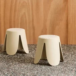 Set 2 sgabelli impilabili per bambini in bouclé testurizzato