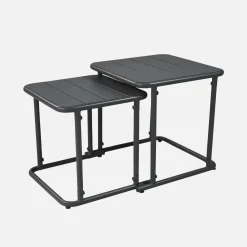 Set tavolini da esterno quadrati in acciaio