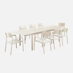 Set tavolo da giardino allungabile in alluminio e textilene con 8 sedie