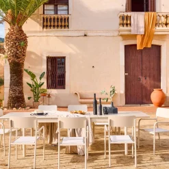 Set tavolo da giardino allungabile in alluminio e textilene con 8 sedie