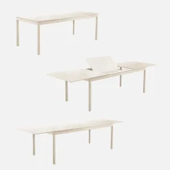 Set tavolo da giardino allungabile in alluminio e textilene con 8 sedie