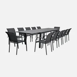 Set tavolo da giardino allungabile in alluminio con 10 sedie