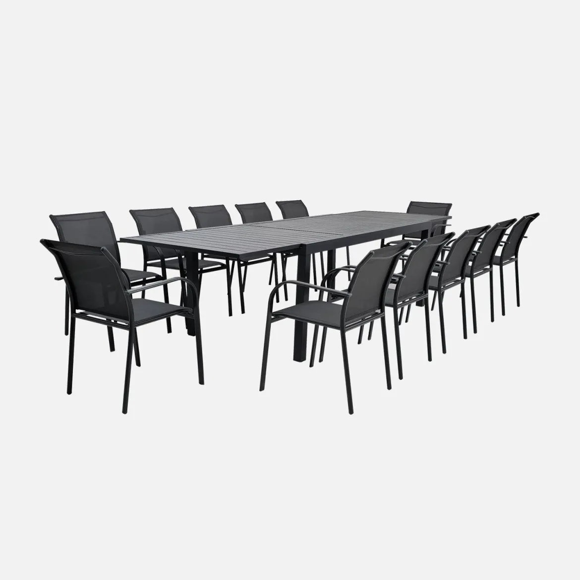 Set tavolo da giardino allungabile in alluminio con 10 sedie