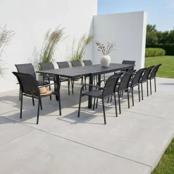 Set tavolo da giardino allungabile in alluminio con 10 sedie