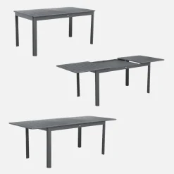 Set tavolo da giardino allungabile in alluminio con 6 sedie