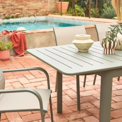 Set tavolo da giardino allungabile in alluminio con 6 sedie
