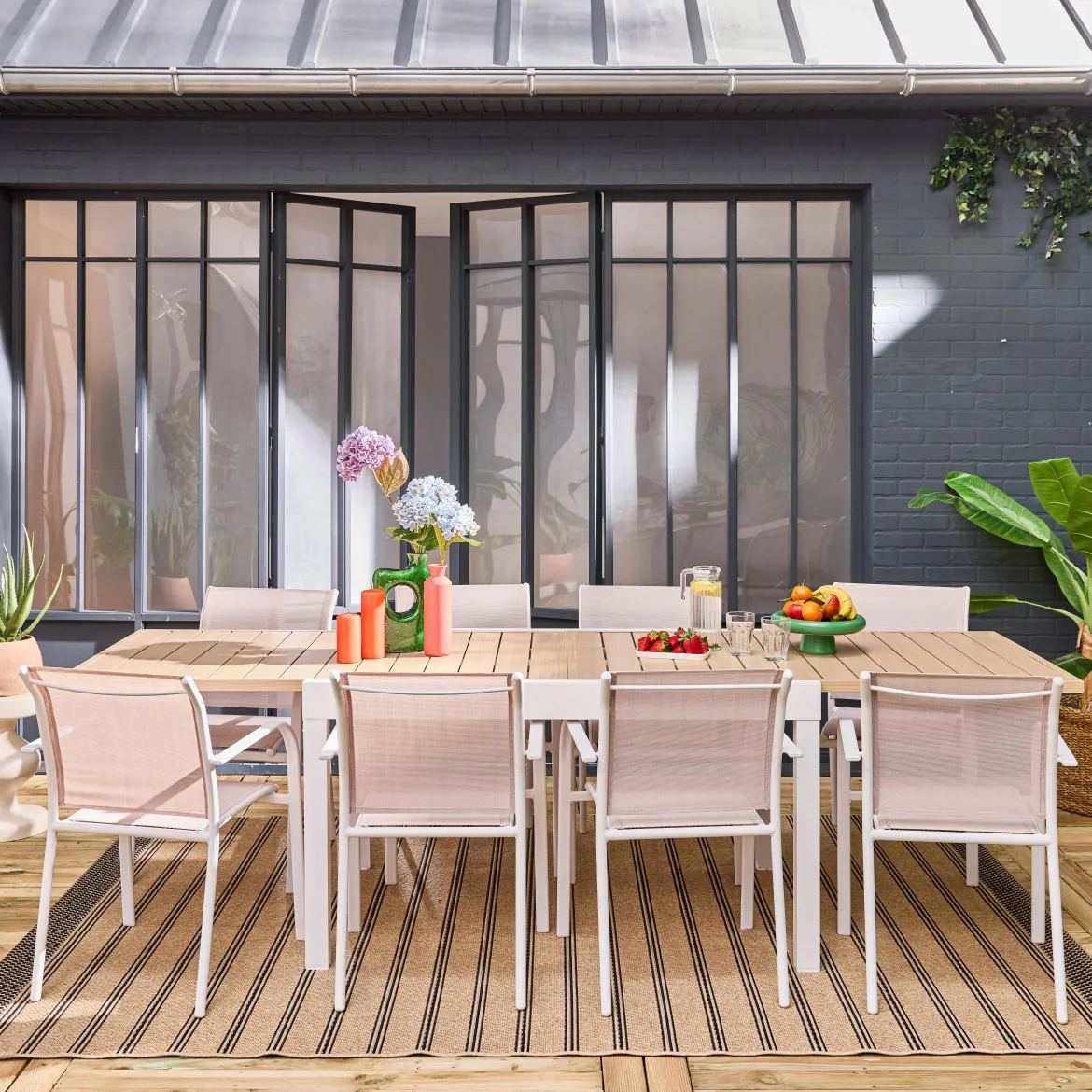 Set tavolo da giardino allungabile con 8 sedie