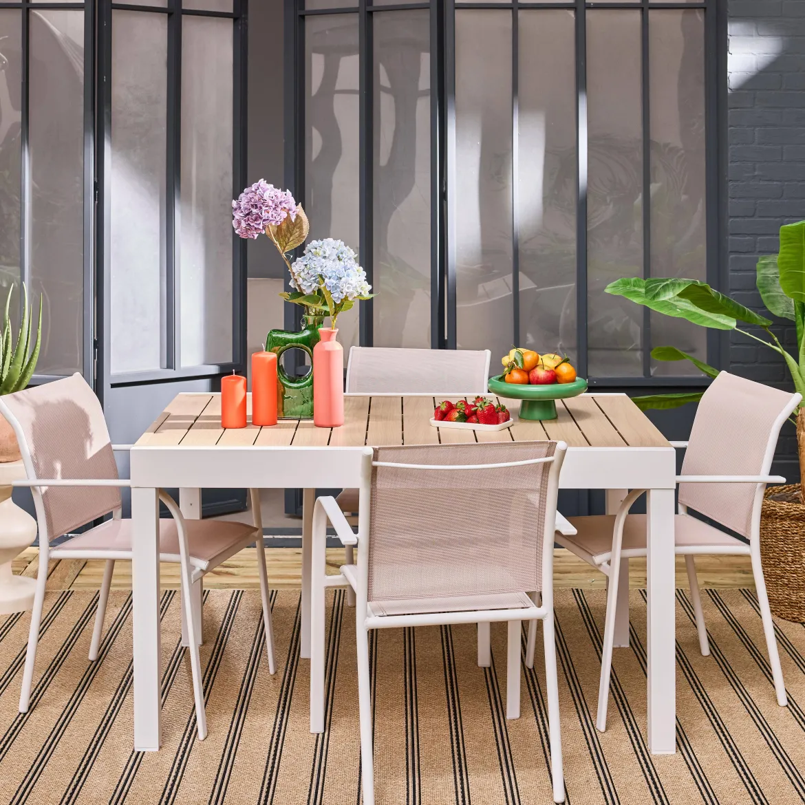Set tavolo da giardino allungabile con 8 sedie