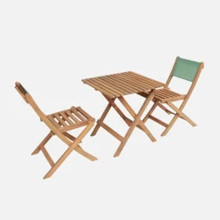 Set tavolo da giardino bistrot per bambini in legno di acacia con 2 sedie