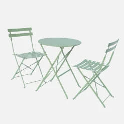 Set tavolo da giardino bistrot pieghevole in acciaio con 2 sedie, Ø60cm