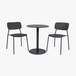 Set tavolo da giardino bistrot rotondo in acciaio con 2 sedie