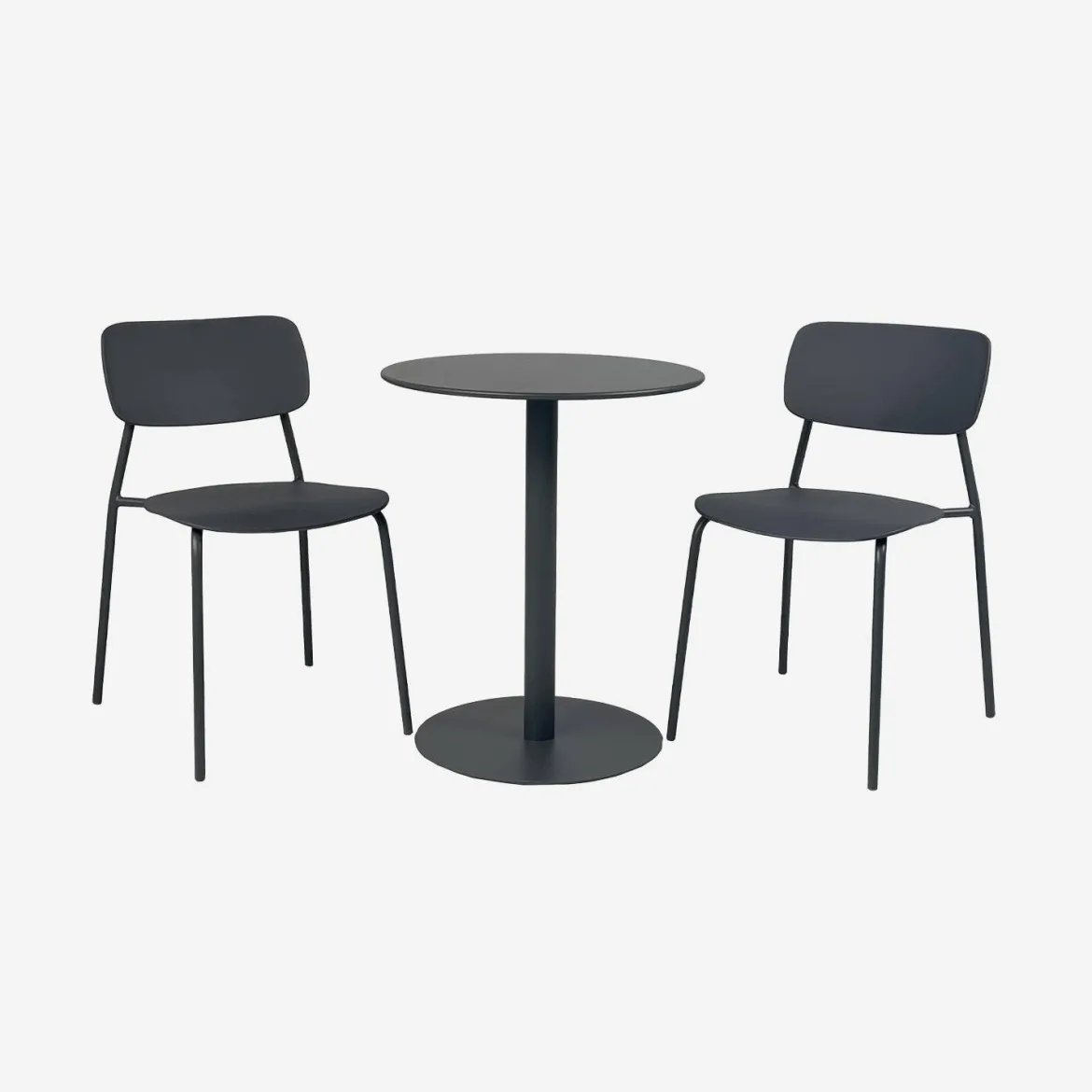 Set tavolo da giardino bistrot rotondo in acciaio con 2 sedie