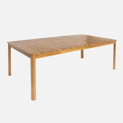 Set tavolo da giardino con angoli arrotondati in legno di acacia con 10 sedie