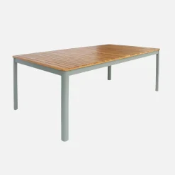 Set tavolo da giardino con angoli arrotondati in legno di acacia con 10 sedie