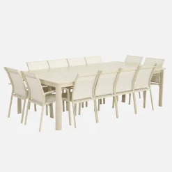 Set tavolo da giardino estensibile in alluminio con 12 sedie