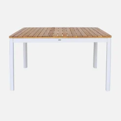 Set tavolo da giardino in acacia con angoli arrotondati con 6 sedie