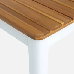 Set tavolo da giardino in acacia con angoli arrotondati con 6 sedie