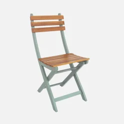 Set tavolo da giardino in acacia con angoli arrotondati con 6 sedie