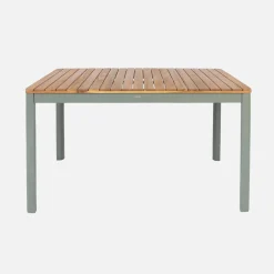 Set tavolo da giardino in acacia con angoli arrotondati con 6 sedie