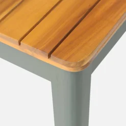 Set tavolo da giardino in acacia con angoli arrotondati con 6 sedie