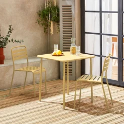 Set tavolo da giardino in acciaio con 2 sedie, 70cm