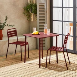 Set tavolo da giardino in acciaio con 2 sedie, 70cm