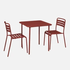 Set tavolo da giardino in acciaio con 2 sedie, 70cm