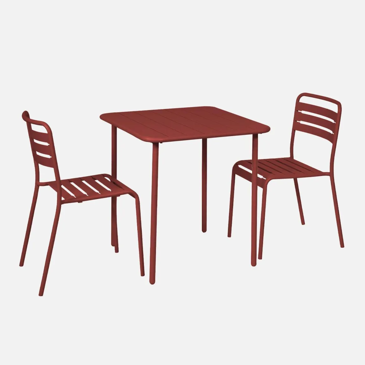 Set tavolo da giardino in acciaio con 2 sedie, 70cm