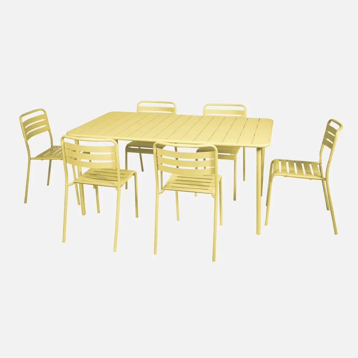 Set tavolo da giardino in acciaio con 6 sedie, 160cm
