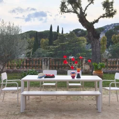 Set tavolo da giardino in alluminio con 1 panchina e 4 sedie