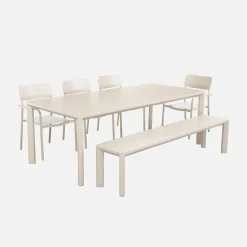 Set tavolo da giardino in alluminio con 1 panchina e 4 sedie