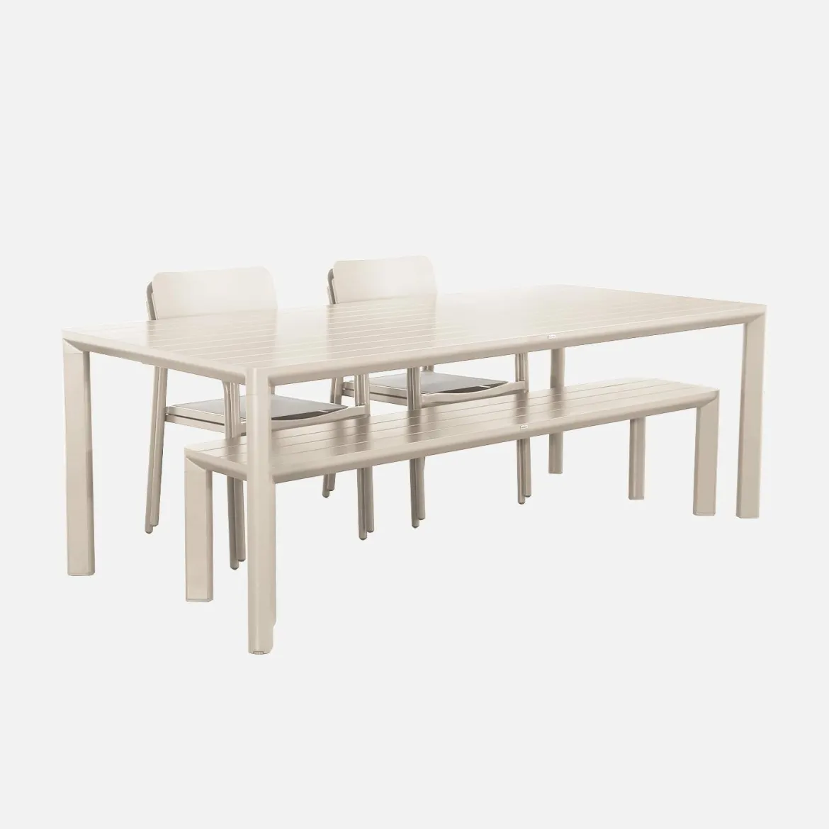 Set tavolo da giardino in alluminio con 1 panchina e 4 sedie