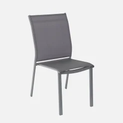 Set tavolo da giardino in alluminio e textilene con 1 panchina e 4 sedie
