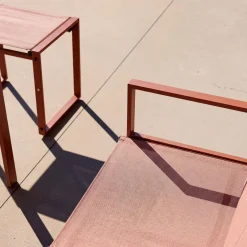 Set tavolo da giardino incastrabile in acciaio e textilene con 4 sedie