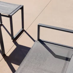 Set tavolo da giardino incastrabile in acciaio e textilene con 4 sedie