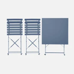 Set tavolo da giardino pieghevole in acciaio con 2 sedie, 70cm