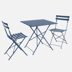 Set tavolo da giardino pieghevole in acciaio con 2 sedie, 70cm