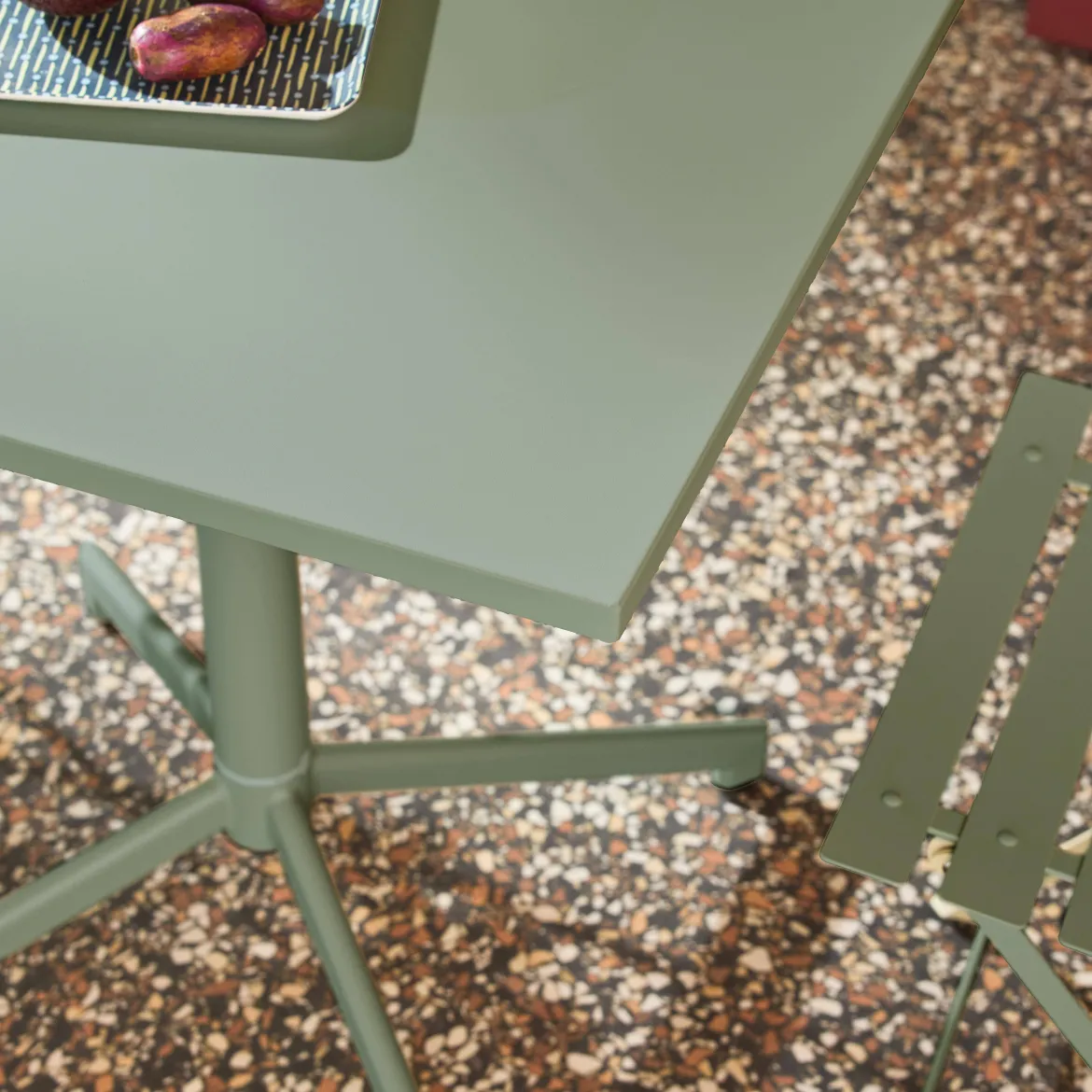 Set tavolo da giardino pieghevole in metallo con 2 sedie