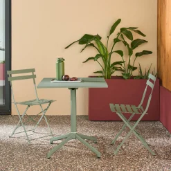 Set tavolo da giardino pieghevole in metallo con 2 sedie