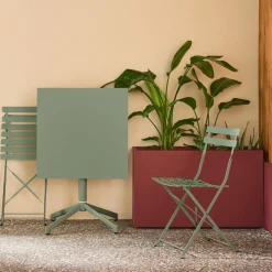 Set tavolo da giardino pieghevole in metallo con 2 sedie