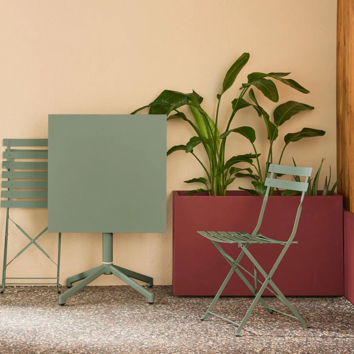 Set tavolo da giardino pieghevole in metallo con 2 sedie