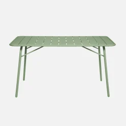 Set tavolo da giardino pieghevole in acciaio con 6 sedie, 140cm